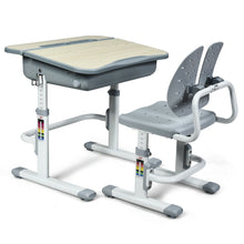 Load image into Gallery viewer, Gymax Adjustable Children Study Desk Chair Set w/Winged Backrest Gray