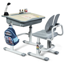 Load image into Gallery viewer, Gymax Adjustable Children Study Desk Chair Set w/Winged Backrest Gray