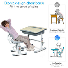 Load image into Gallery viewer, Gymax Adjustable Children Study Desk Chair Set w/Winged Backrest Gray