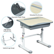 Load image into Gallery viewer, Gymax Adjustable Children Study Desk Chair Set w/Winged Backrest Gray