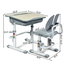 Load image into Gallery viewer, Gymax Adjustable Children Study Desk Chair Set w/Winged Backrest Gray