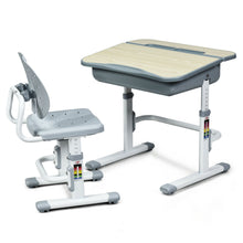 Load image into Gallery viewer, Gymax Adjustable Children Study Desk Chair Set w/Winged Backrest Gray