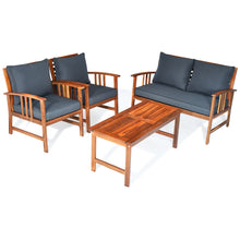Load image into Gallery viewer, Gymax 4pcs Wooden Patio Furniture Set Table & Sectional Sofa Garden
