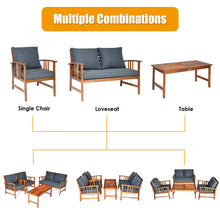 Load image into Gallery viewer, Gymax 4pcs Wooden Patio Furniture Set Table & Sectional Sofa Garden