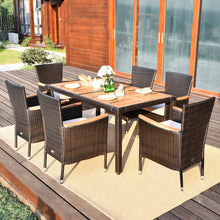 Load image into Gallery viewer, Gymax 7pcs Patio Rattan Dining Set 6 Stackable Cushioned Chairs Patio