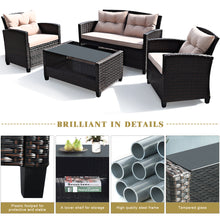 Load image into Gallery viewer, Gymax 4pcs Outdoor Rattan Furniture Set Cushioned Sofa w/Armrest Home
