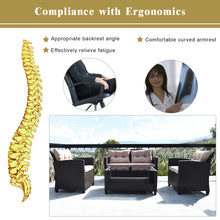 Load image into Gallery viewer, Gymax 4pcs Outdoor Rattan Furniture Set Cushioned Sofa w/Armrest Home