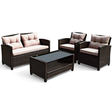 Load image into Gallery viewer, Gymax 4pcs Outdoor Rattan Furniture Set Cushioned Sofa w/Armrest Home