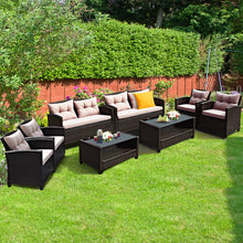 Load image into Gallery viewer, Gymax 4/8PCS Outdoor Rattan Furniture Set Cushioned Patio Sofa Set
