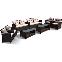 Load image into Gallery viewer, Gymax 8pcs Outdoor Rattan Sectional Sofa Set w/Cushion Armrest Patio