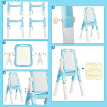 Load image into Gallery viewer, Gymax Kids Easel for Two Adjustable Height Double Sided Art Easel Blue