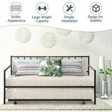 Load image into Gallery viewer, Gymax Twin Trundle DayBed w/ 4 Casters Mattress Platform Bed Sofa