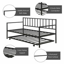 Load image into Gallery viewer, Gymax Twin Trundle DayBed w/ 4 Casters Mattress Platform Bed Sofa
