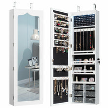 Load image into Gallery viewer, Gymax Wall Door Mounted Jewelry Cabinet Organizer LED Mirror White
