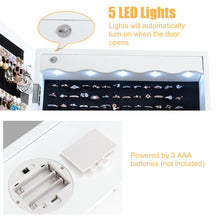 Load image into Gallery viewer, Gymax Wall Door Mounted Jewelry Cabinet Organizer LED Mirror White
