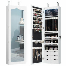 Load image into Gallery viewer, Gymax Lockable Wall Door Mounted Jewelry Cabinet LED Mirror White