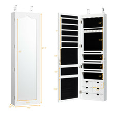 Load image into Gallery viewer, Gymax Lockable Wall Door Mounted Jewelry Cabinet LED Mirror White