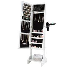 Load image into Gallery viewer, Gymax Mirror Jewelry Cabinet Armoire Storage Organizer White/ Brown