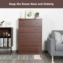 Load image into Gallery viewer, Gymax 5-Drawer Chest Dresser Storage Unit w/Smooth Slide Rail Brown
