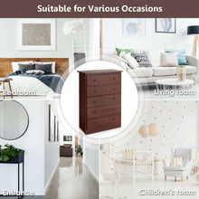 Load image into Gallery viewer, Gymax 5-Drawer Chest Dresser Storage Unit w/Smooth Slide Rail Brown