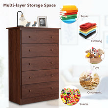 Load image into Gallery viewer, Gymax 5-Drawer Chest Dresser Storage Unit w/Smooth Slide Rail Brown