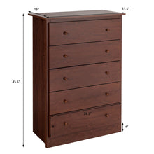 Load image into Gallery viewer, Gymax 5-Drawer Chest Dresser Storage Unit w/Smooth Slide Rail Brown