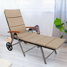 Load image into Gallery viewer, Gymax 2 PCS Folding Patio Rattan Lounge Chair Chaise Cushioned Aluminum Adjust Wheel