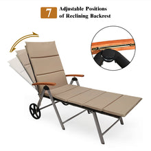 Load image into Gallery viewer, Gymax 2 PCS Folding Patio Rattan Lounge Chair Chaise Cushioned Aluminum Adjust Wheel