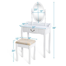 Load image into Gallery viewer, Gymax Makeup Dressing Table Stool Set w/ Drawers Mirror Vanity Set White