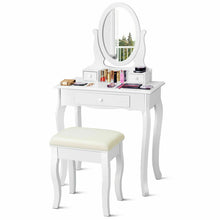 Load image into Gallery viewer, Gymax Vanity Makeup Dressing Table Set w/ Cushioned Stool 3 Drawers White