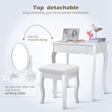 Load image into Gallery viewer, Gymax Vanity Makeup Dressing Table Set w/ Cushioned Stool 3 Drawers White