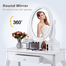 Load image into Gallery viewer, Gymax Vanity Makeup Dressing Table Set w/ Cushioned Stool 3 Drawers White