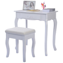Load image into Gallery viewer, Gymax Vanity Makeup Dressing Table Set w/ Cushioned Stool 3 Drawers White