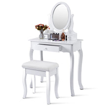 Load image into Gallery viewer, Gymax Vanity Makeup Dressing Table Set w/ Cushioned Stool 3 Drawers White