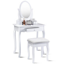 Load image into Gallery viewer, Gymax Vanity Makeup Dressing Table Set w/ Cushioned Stool 3 Drawers White