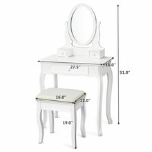 Load image into Gallery viewer, Gymax Vanity Makeup Dressing Table Set w/ Cushioned Stool 3 Drawers White