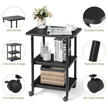 Load image into Gallery viewer, Gymax 3-Tier Rolling Adjustable Printer Cart Storage Rack Home Office