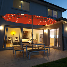Load image into Gallery viewer, Gymax 15Ft Solar LED Patio Outdoor Double-Sided Umbrella w/ 36 Lights Crank