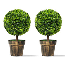 Load image into Gallery viewer, Gymax 2PCS 22'' Artificial Topiary Ball Tree Fake Boxwood Plant Home Office Decor