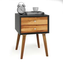 Load image into Gallery viewer, Gymax Wooden Nightstand Mid-Century End Side Table Living Room W/2 Storage Drawers