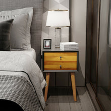 Load image into Gallery viewer, Gymax Wooden Nightstand Mid-Century End Side Table Living Room W/2 Storage Drawers