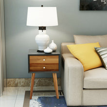 Load image into Gallery viewer, Gymax Wooden Nightstand Mid-Century End Side Table Living Room W/2 Storage Drawers
