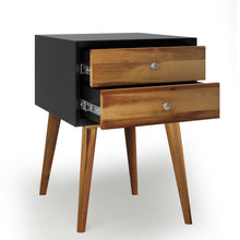 Load image into Gallery viewer, Gymax Wooden Nightstand Mid-Century End Side Table Living Room W/2 Storage Drawers