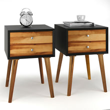 Load image into Gallery viewer, Gymax 2PCS Wooden Nightstand Mid-Century End Side Table Living Room W/2 Storage Drawer