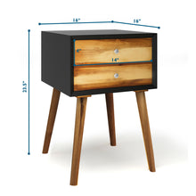 Load image into Gallery viewer, Gymax 2PCS Wooden Nightstand Mid-Century End Side Table Living Room W/2 Storage Drawer