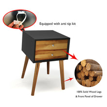 Load image into Gallery viewer, Gymax 2PCS Wooden Nightstand Mid-Century End Side Table Living Room W/2 Storage Drawer