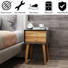 Load image into Gallery viewer, Gymax 2PCS Wooden Nightstand Mid-Century End Side Table Living Room W/2 Storage Drawer