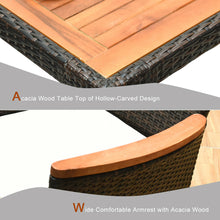 Load image into Gallery viewer, Gymax 9PCS Rattan Patio Dining Set w/ 8 Stackable Cushioned Chairs Wooden Tabletop