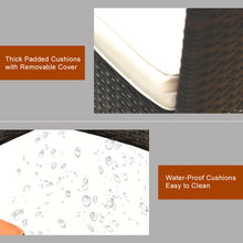 Load image into Gallery viewer, Gymax 9PCS Rattan Patio Dining Set w/ 8 Stackable Cushioned Chairs Wooden Tabletop