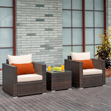 Load image into Gallery viewer, Gymax 3PCS Patio Rattan Outdoor Furniture Set w/ Cushioned Sofa Coffee Table